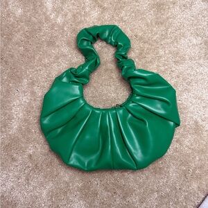 Trendy Y2K Green Ruched Handbag with zipper night out city